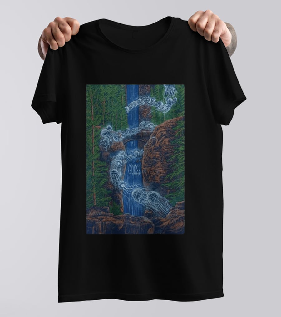 Goose Summer Tour 2026 Hayden Homes Amphitheater Bend August 21 22 Waterfall Forest Scene T-Shirt