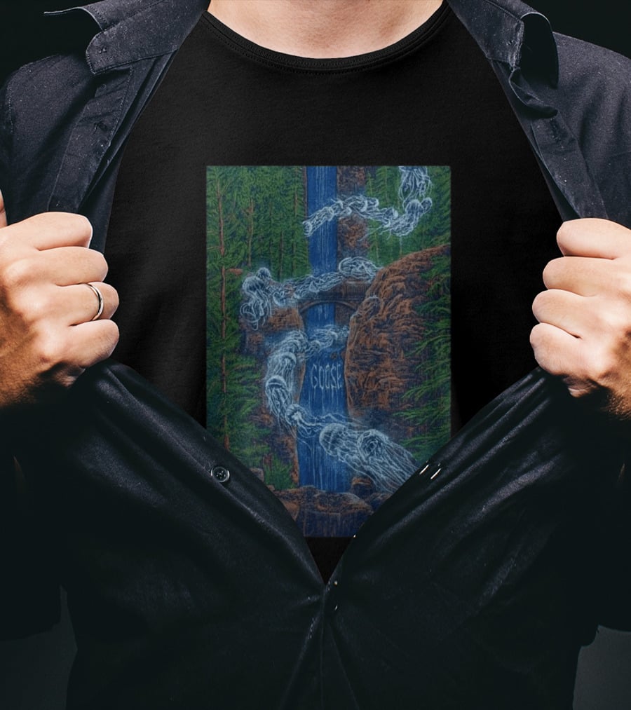 Goose Summer Tour 2026 Hayden Homes Amphitheater Bend August 21 22 Waterfall Forest Scene T-Shirt