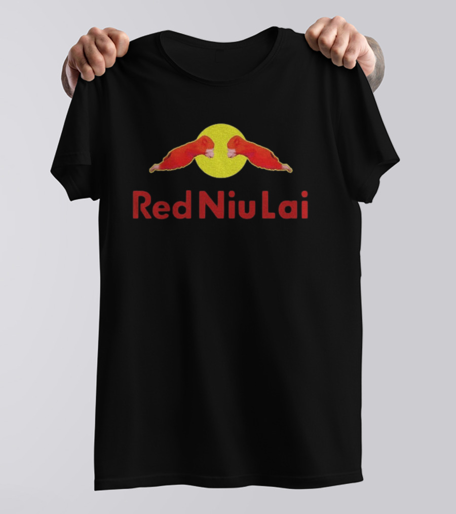 Red Bull Niu Lai Energy Drink Red Niu Lai Yellow Circle T-Shirt