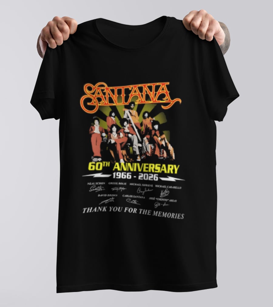 Santana 60th Anniversary 1966 2026 Thank You For The Memories Signatures T-Shirt
