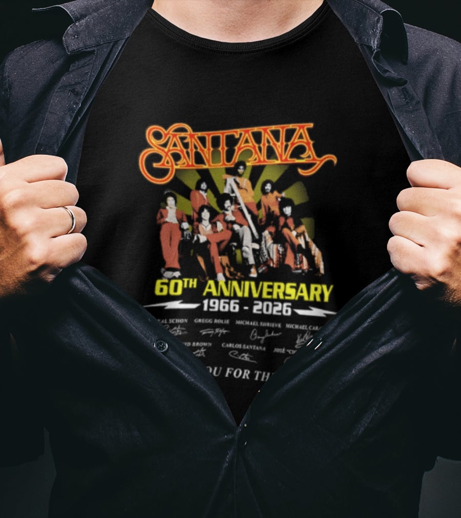 Santana 60th Anniversary 1966 2026 Thank You For The Memories Signatures T-Shirt