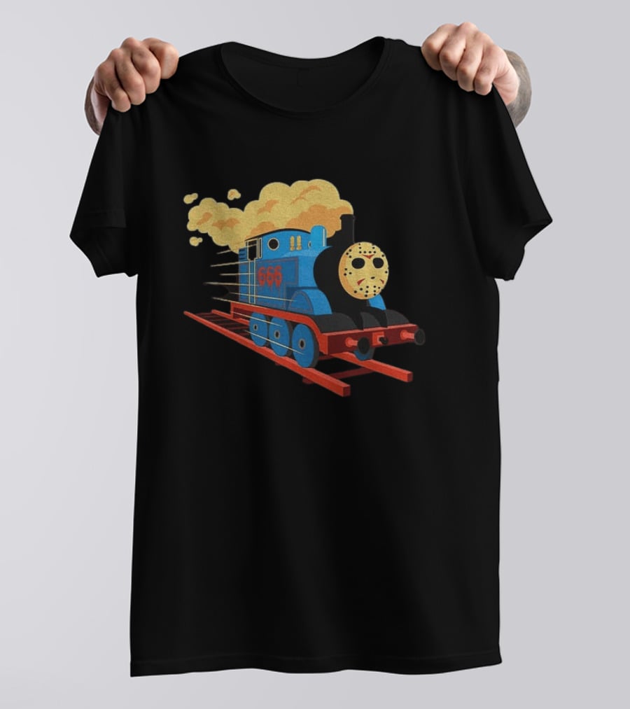 Thomas The Tank Engine Jason Voorhees Mask 666 Railway To Hell T-Shirt