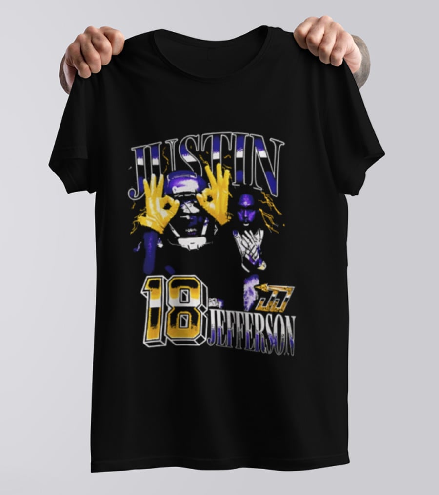 Justin Jefferson 18 Gold Gloves Lightning Bootleg Player Photos T-Shirt