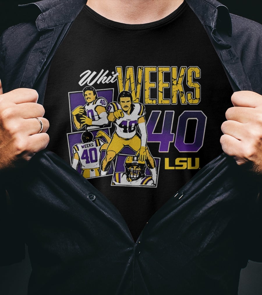 Whit Weeks LSU Tigers Number 40 College Football Collage T-Shirt