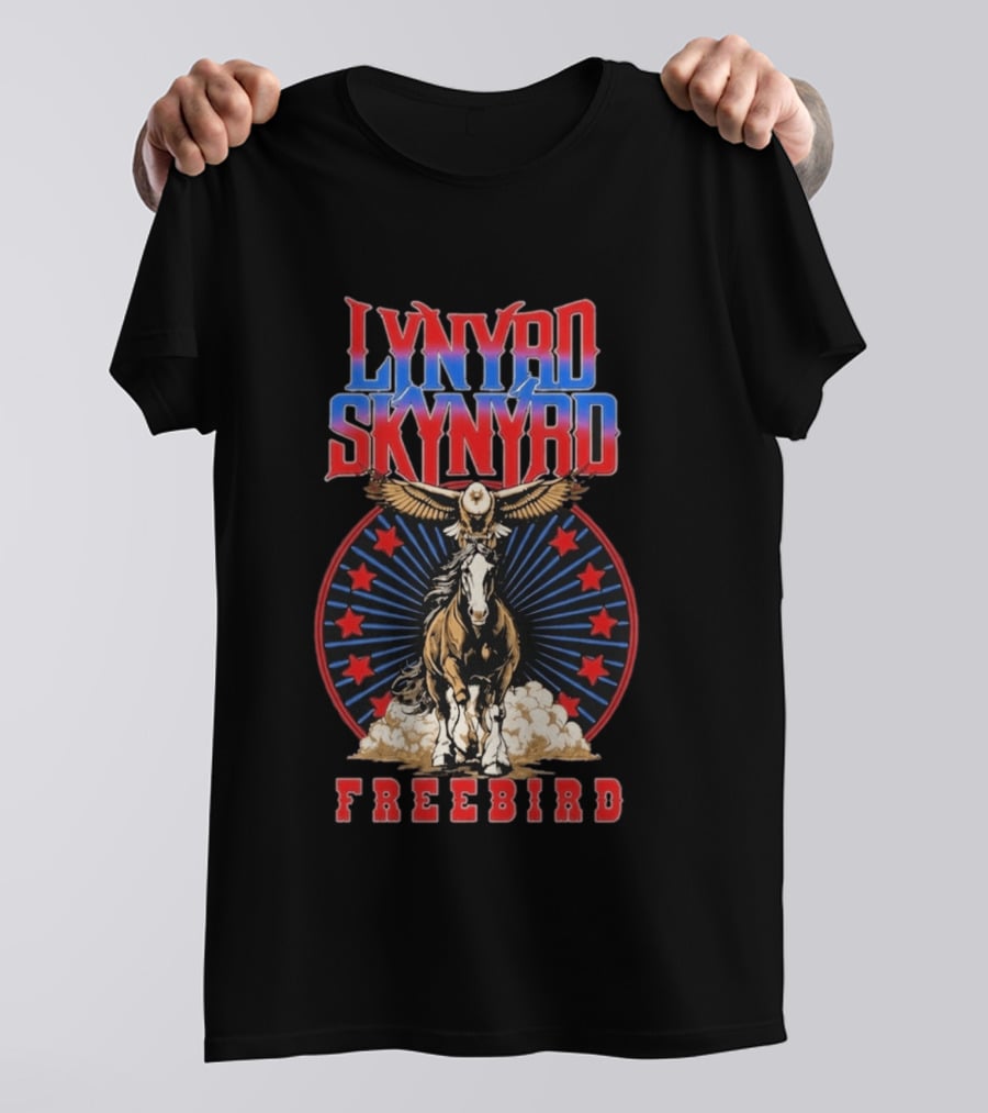 Lynyrd Skynyrd Freebird Eagle Horse Red Stars T-Shirt