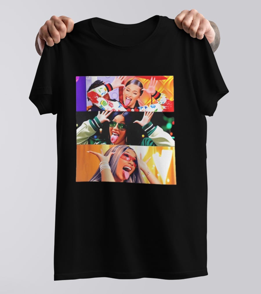 Cardi B Funny Faces Tongue Out Rapper Hip Hop Celebrity T-Shirt
