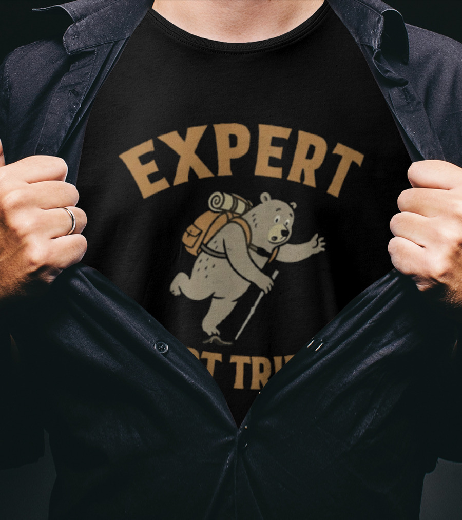 Expert Backpacking Bear Root Tripper Hiking Adventure T-Shirt