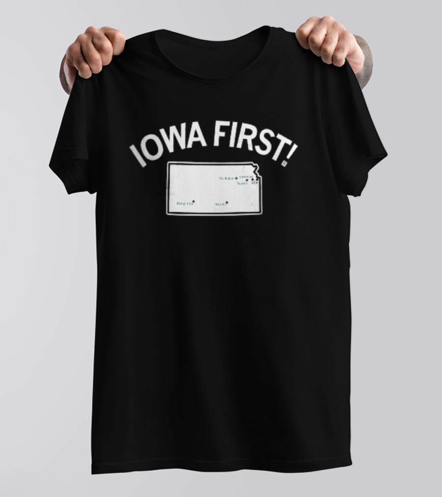 Iowa First Map Ames Newton Des Moines Cities Locations T-Shirt