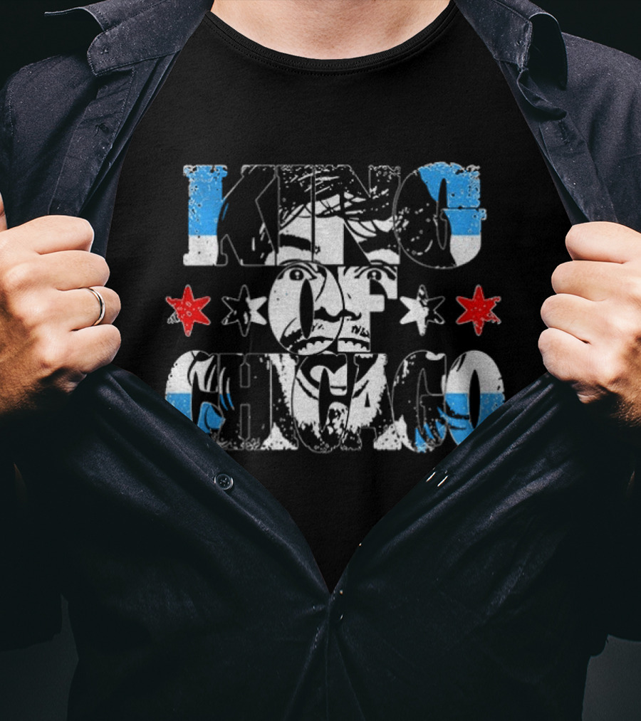 King Of Chicago Blue And Red Stars T-Shirt