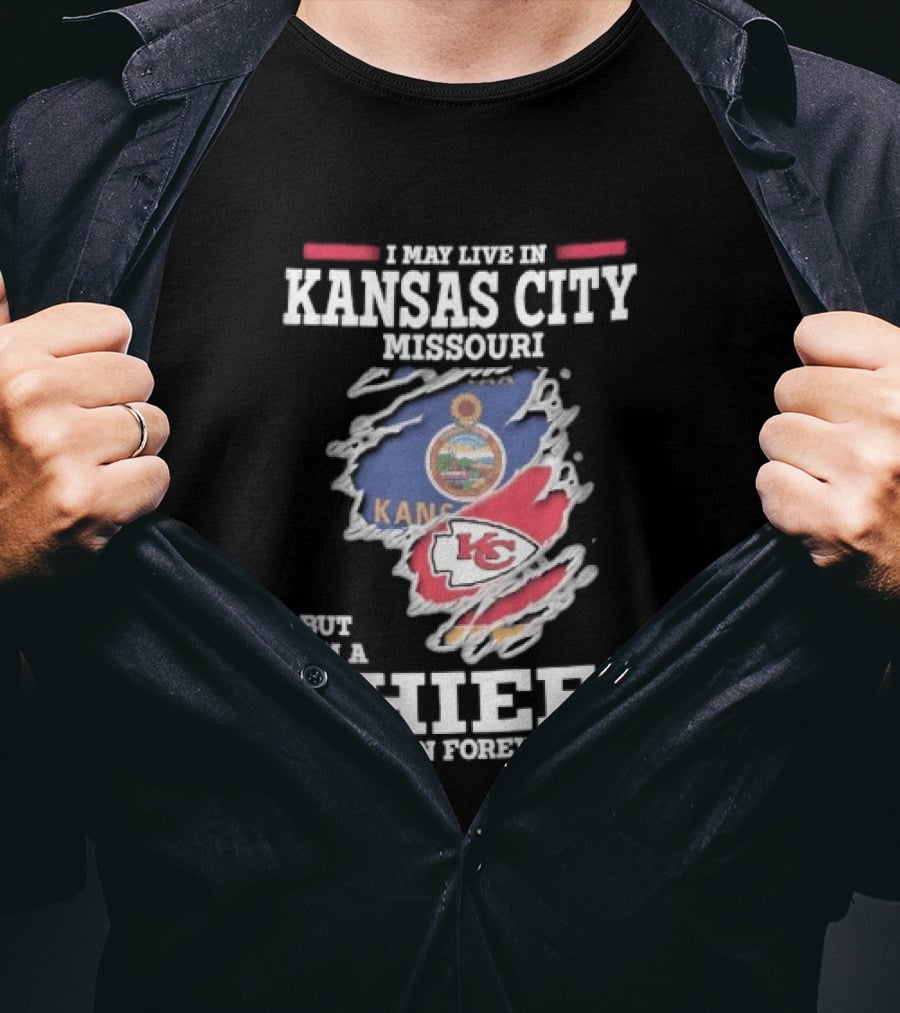 Kansas City Missouri Chiefs Fan Forever Kansas Seal Torn Skin T-Shirt