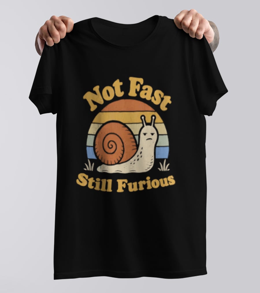Not Fast Still Furious Vintage Snail Retro Stripes T-Shirt