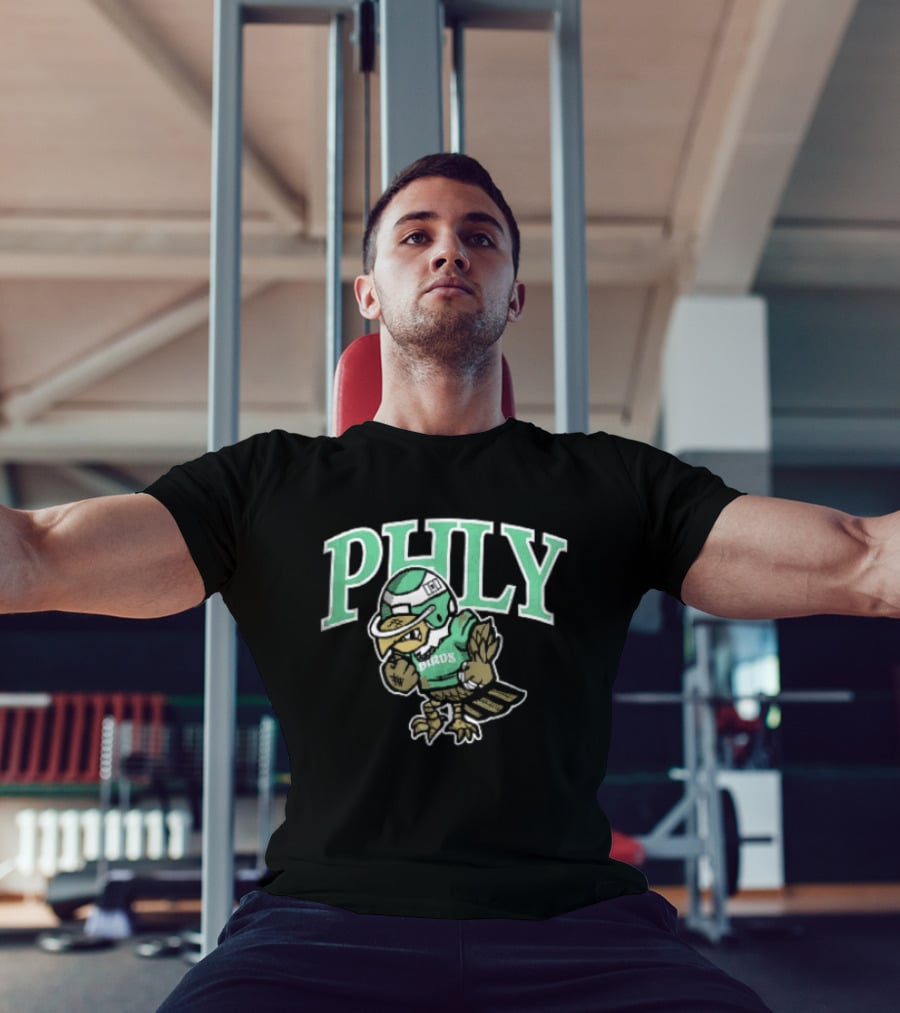 Philadelphia Eagles Phly Birds Cartoon Football Helmet Crewneck T-Shirt