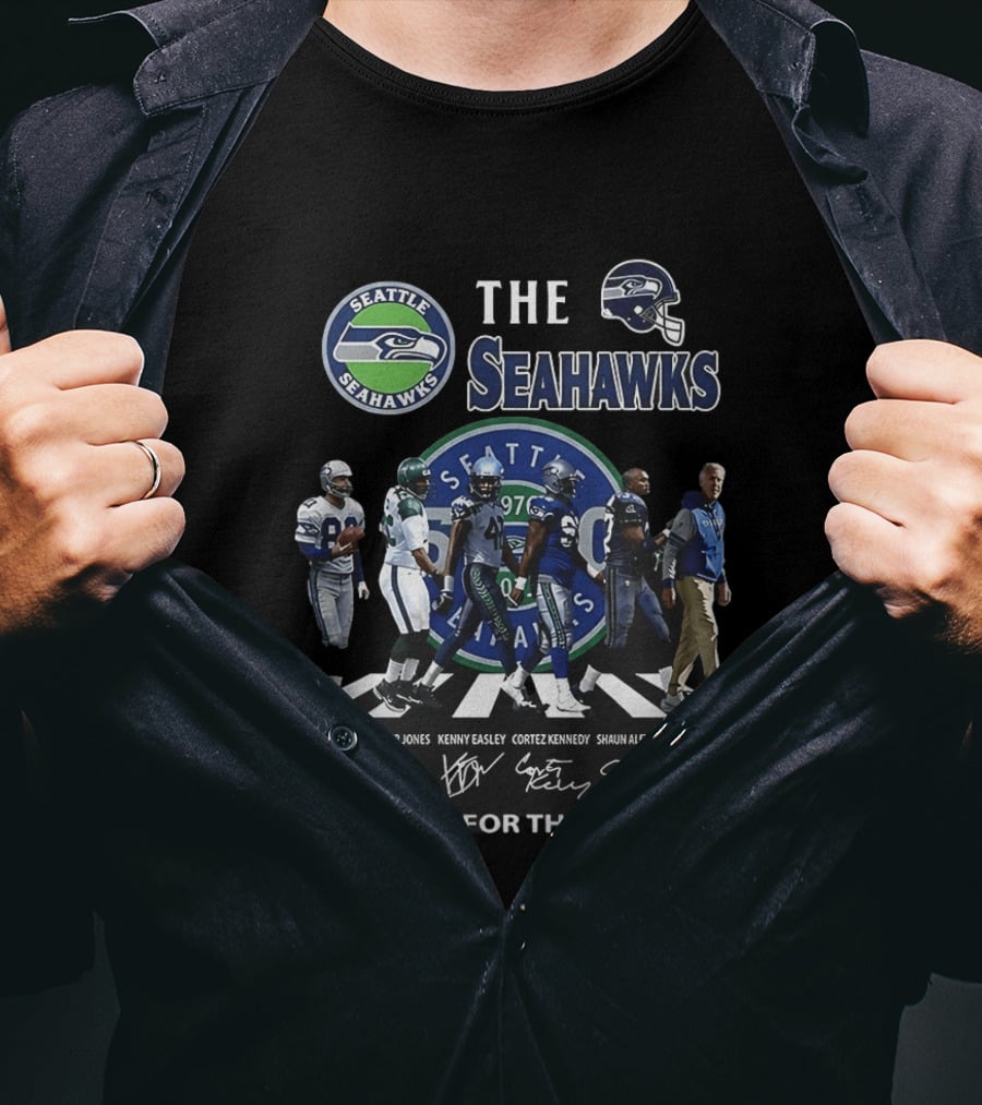 Seattle Seahawks Legends Signatures Walking Abbey Road Thank You For The Memories T-Shirt