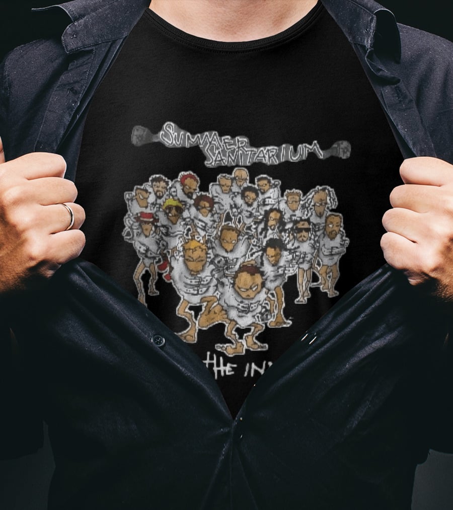 Summer Sanitarium Meet The Inmates Cartoon Caricatures Straitjackets T-Shirt