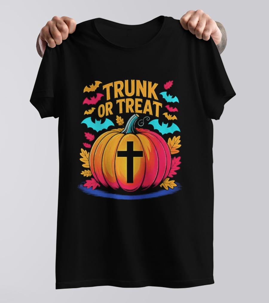 Trunk Or Treat Christian Pumpkin Cross Halloween T-Shirt