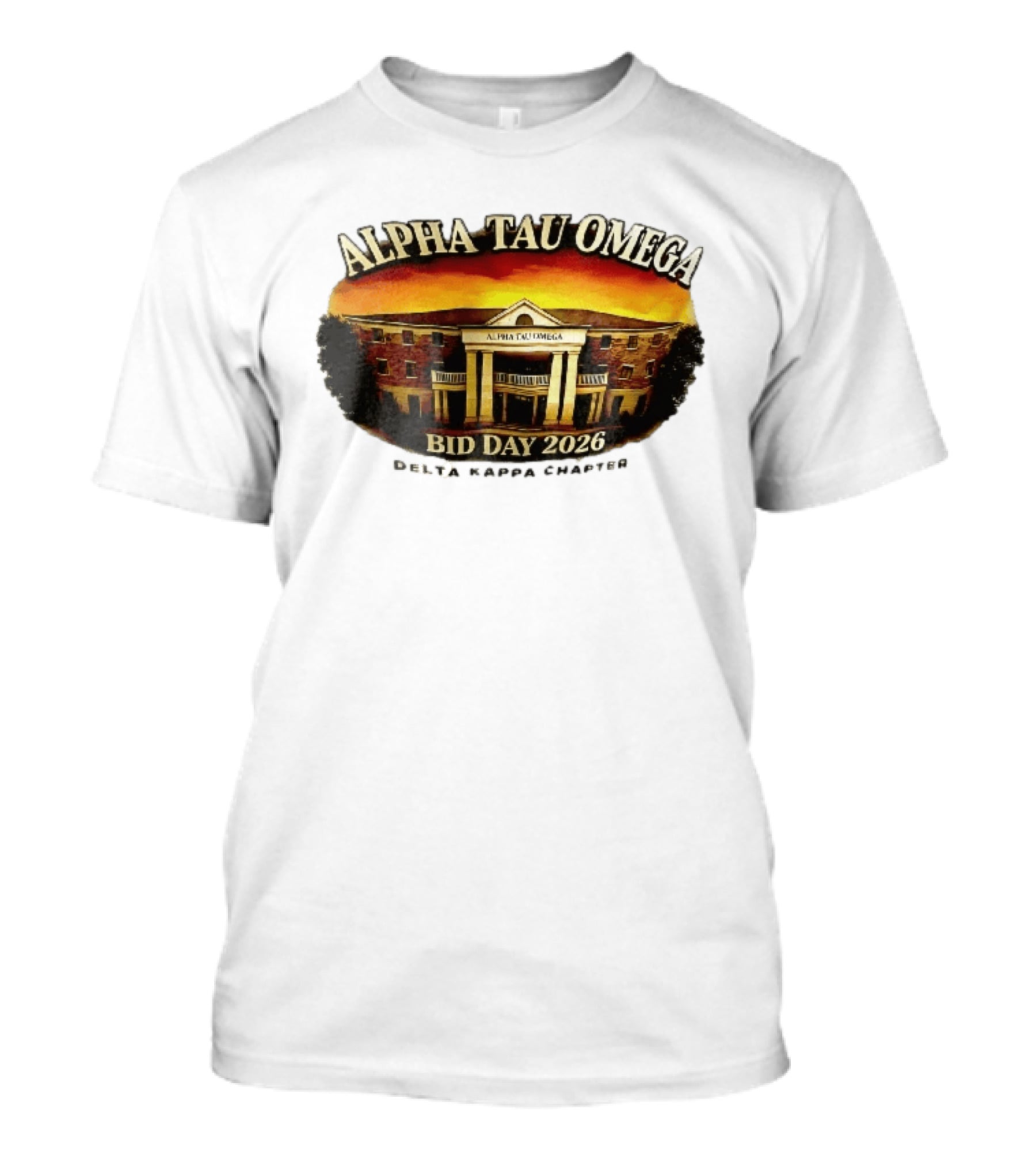 Alpha Tau Omega Fraternity Bid Day 2026 Delta Kappa Chapter House Sunset Sky T-Shirt