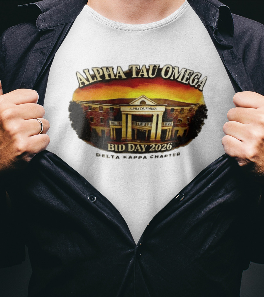 Alpha Tau Omega Fraternity Bid Day 2026 Delta Kappa Chapter House Sunset Sky T-Shirt