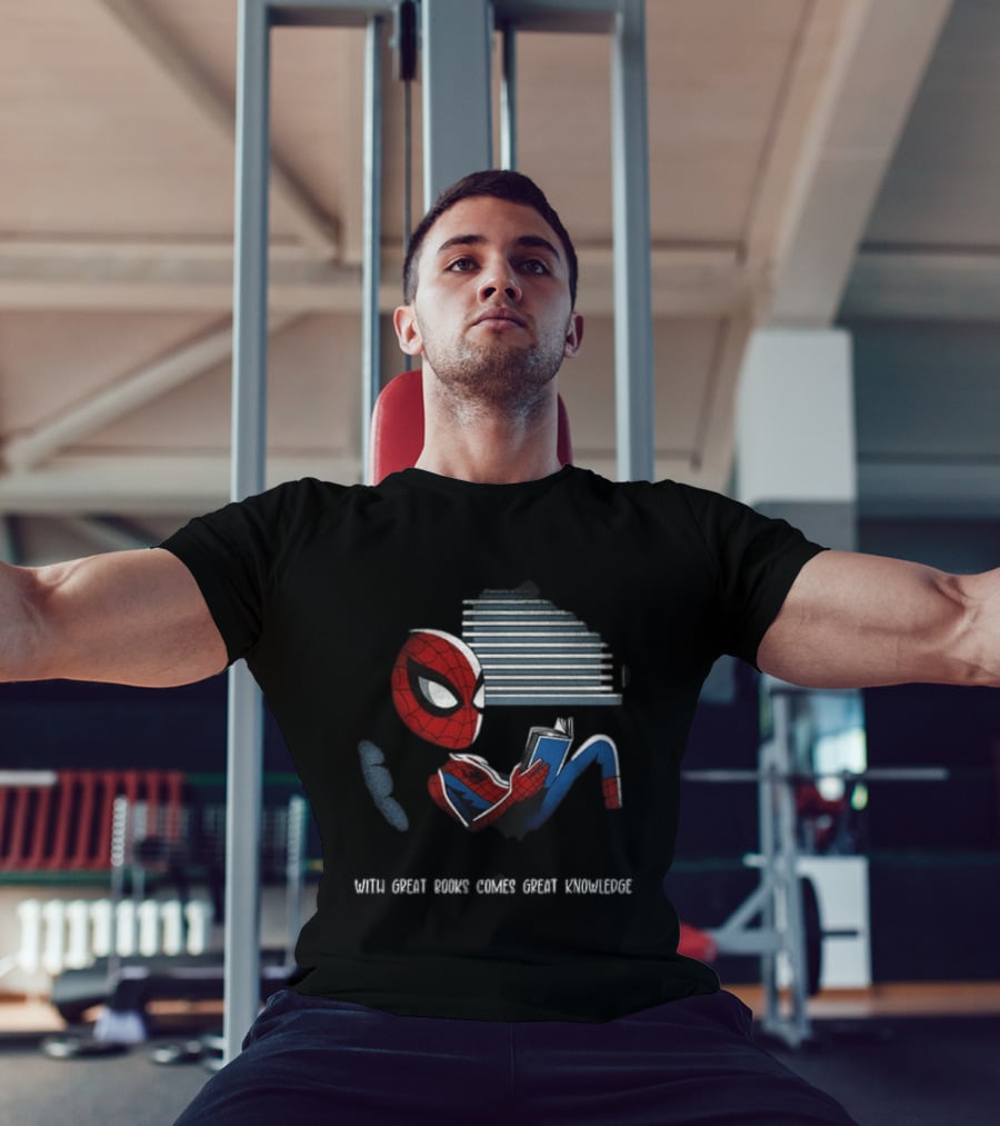 With Great Books Comes Great Knowledge Spider Man Reading T-Shirt