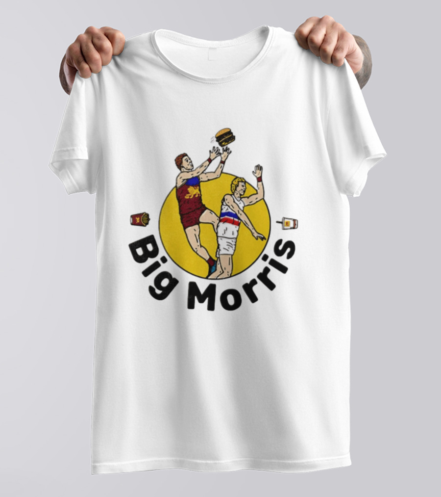 Big Morris Brisbane Lions AFL Australian Rules Football Player Burger Jump T-Shirt