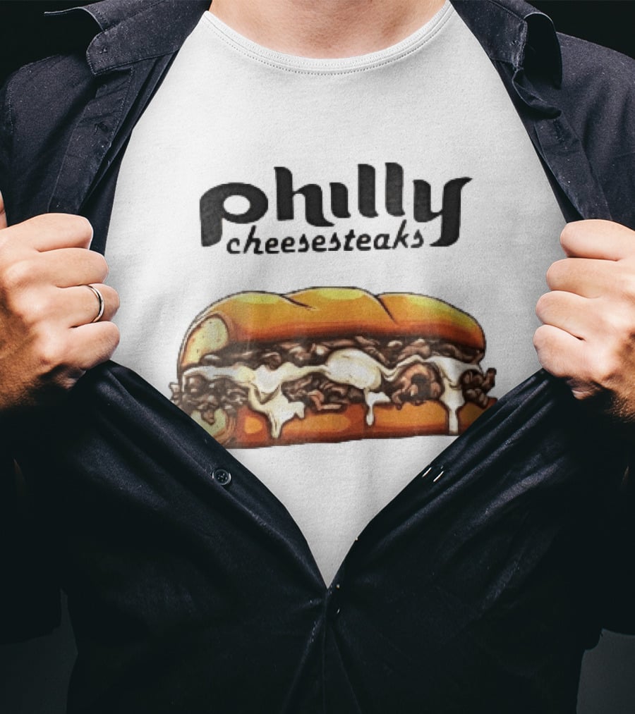 Philly Cheesesteaks Cartoon Beef Hoagie Melted Provolone Sandwich T-Shirt