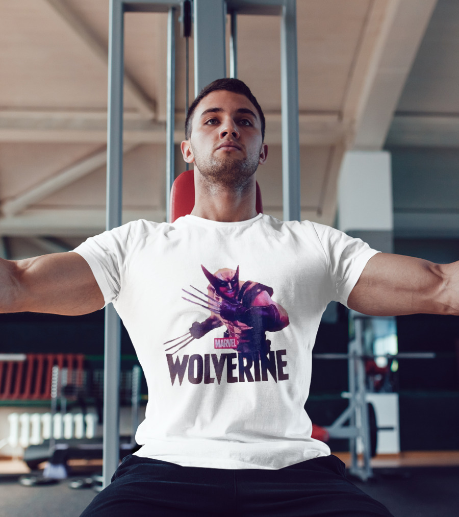 Marvel Wolverine Masked Superhero Claws Extended Purple Glow T-Shirt