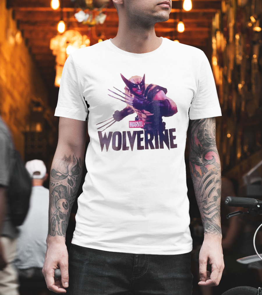 Marvel Wolverine Masked Superhero Claws Extended Purple Glow T-Shirt