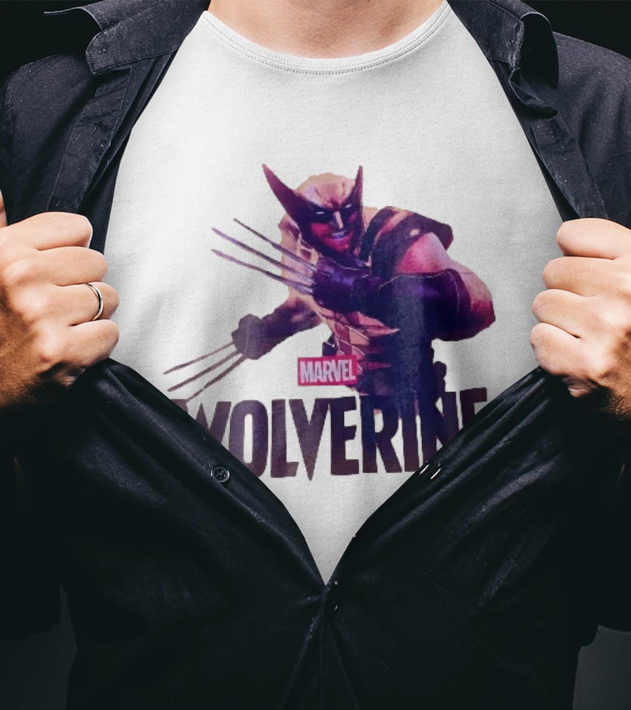 Marvel Wolverine Masked Superhero Claws Extended Purple Glow T-Shirt