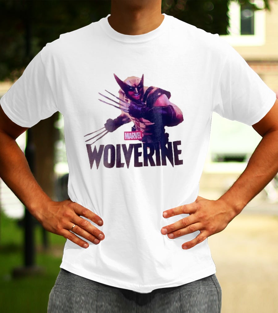Marvel Wolverine Masked Superhero Claws Extended Purple Glow T-Shirt