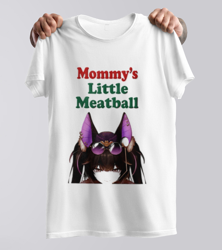 Mommy's Little Meatball Bat Vtuber Black Wings Purple Ears Playful T-Shirt