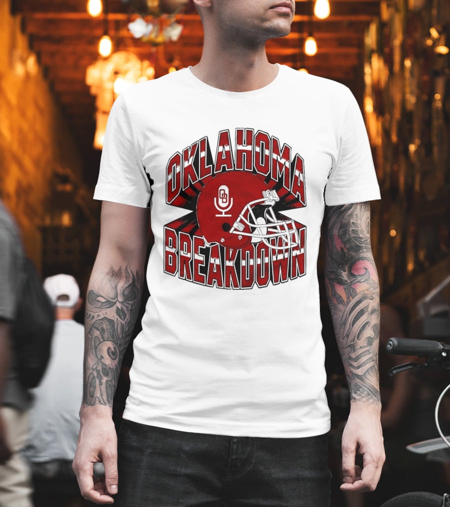 Oklahoma Breakdown Football Helmet OB Podcast T-Shirt