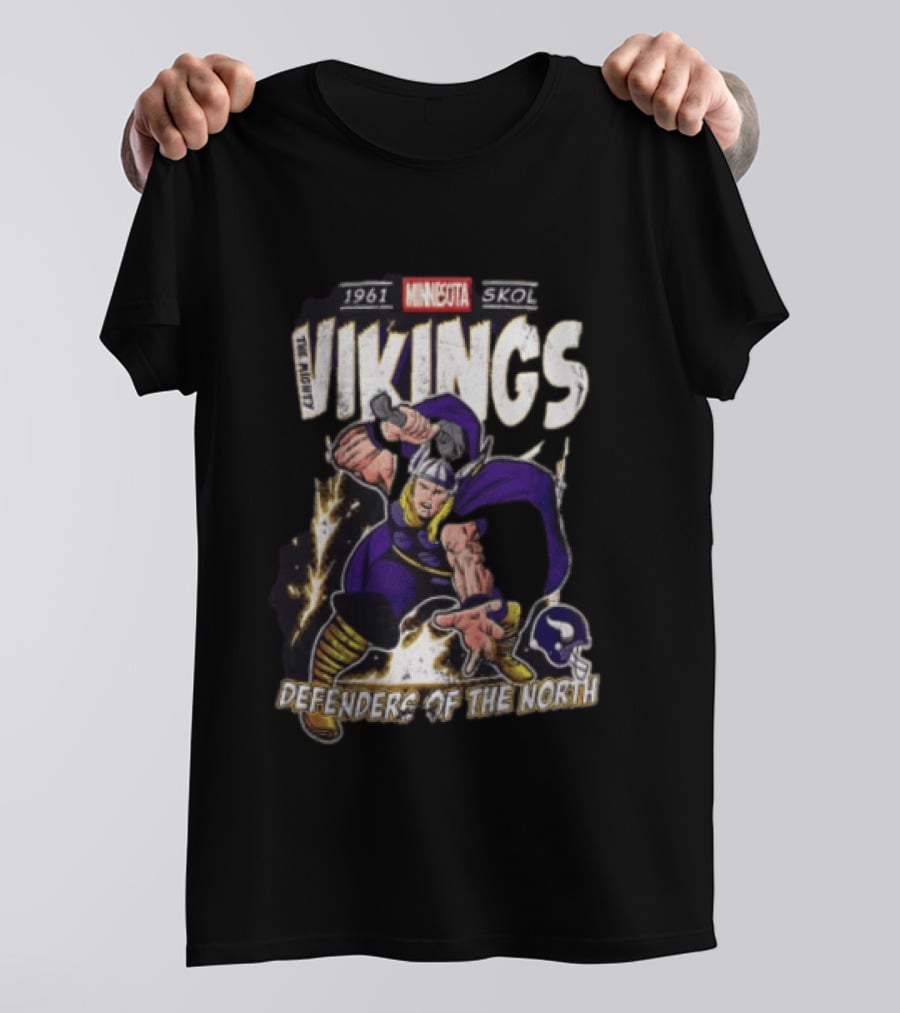 1961 Minnesota Vikings Skol The Mighty Vikings Defenders Of The North T-Shirt