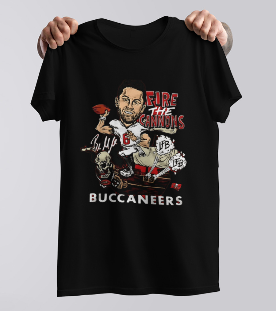 Baker Mayfield Tampa Bay Buccaneers Fire The Cannons LFB Skull Football Caricature T-Shirt