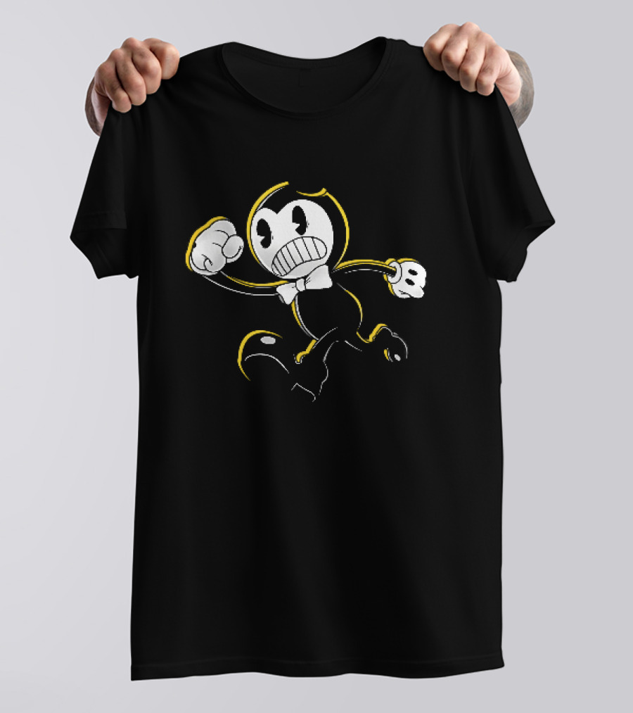 Bendy And The Ink Machine Iconic Cartoon Running With Bowtie T-Shirt