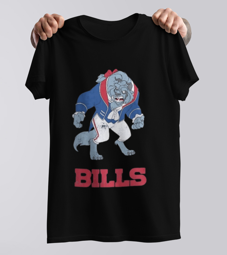Buffalo Bills Distressed Cartoon Beast Snarling BILLS T-Shirt