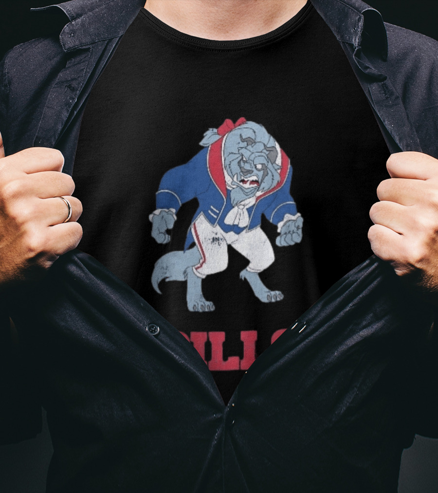 Buffalo Bills Distressed Cartoon Beast Snarling BILLS T-Shirt
