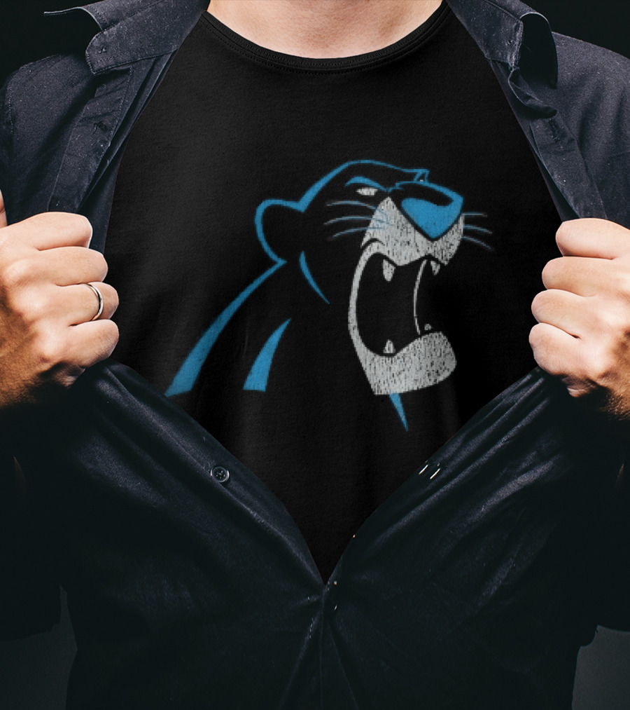 Carolina Panthers Distressed Snarling Panther NFL Team Spirit T-Shirt