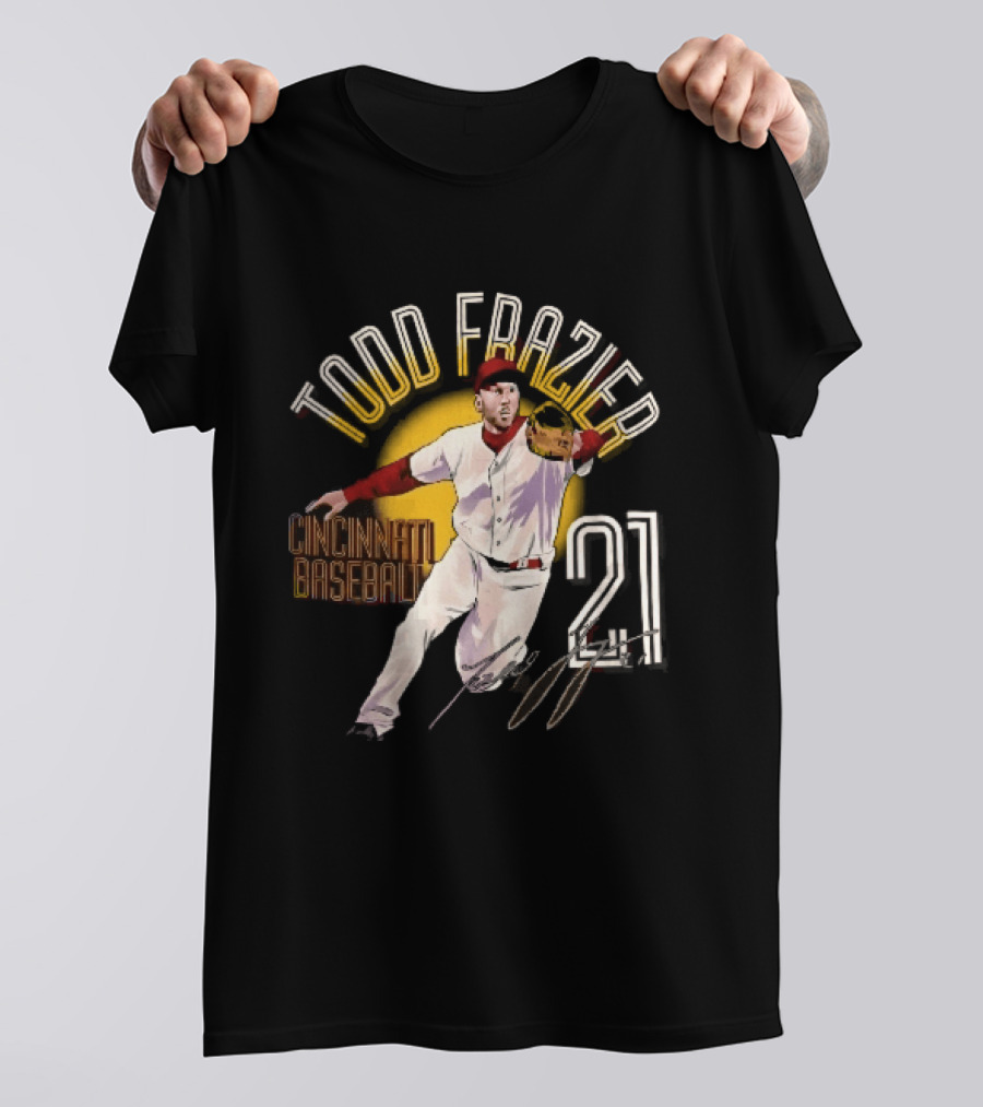 Todd Frazier Cincinnati Baseball 21 Fielding Yellow Sun T-Shirt