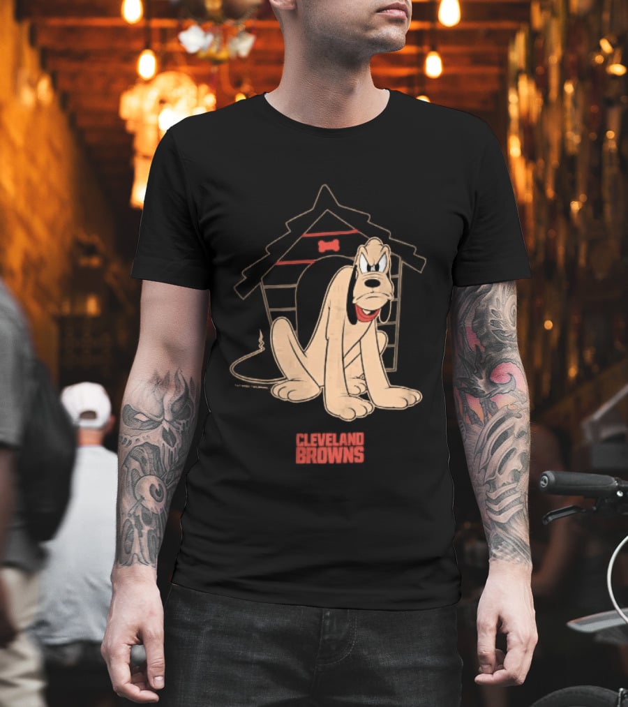 Cleveland Browns Angry Pluto Disney Cartoon Dog Doghouse T-Shirt