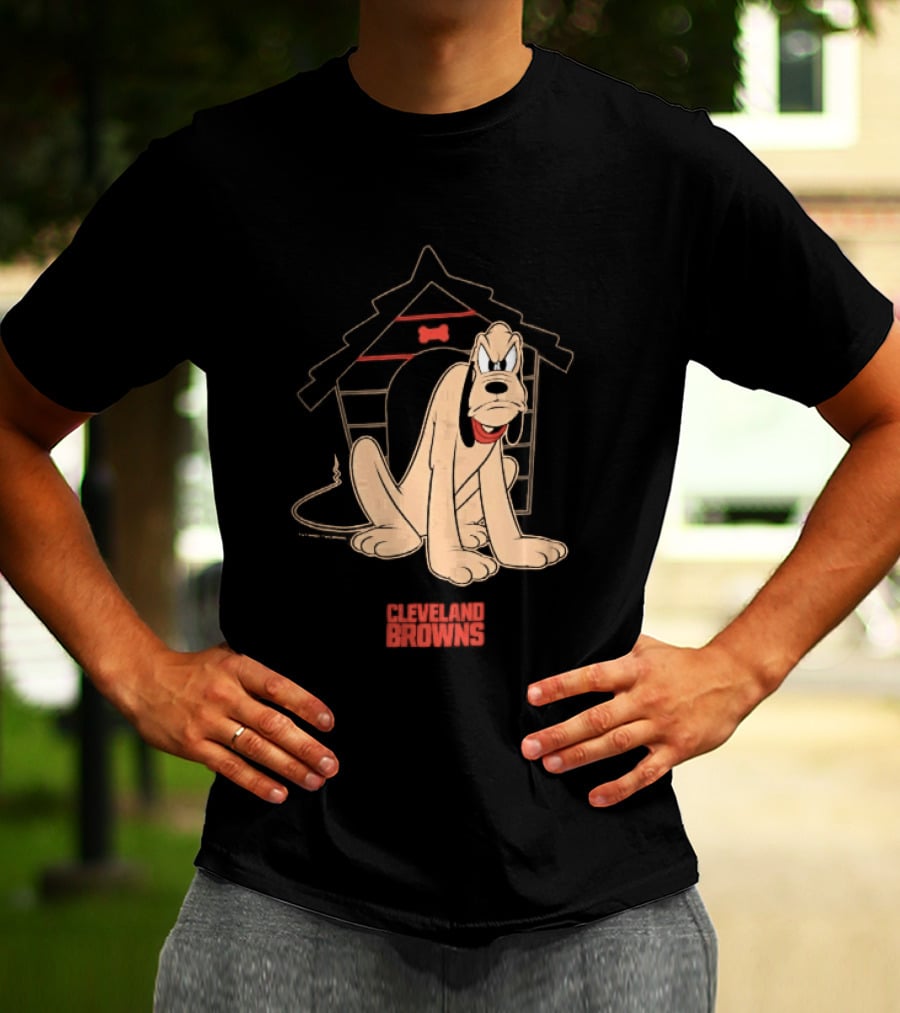 Cleveland Browns Angry Pluto Disney Cartoon Dog Doghouse T-Shirt