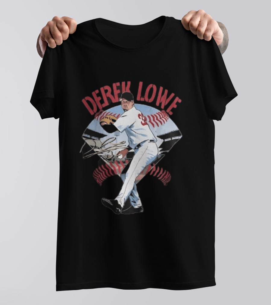 Derek Lowe Number 32 Pitcher Vintage Baseball Action T-Shirt