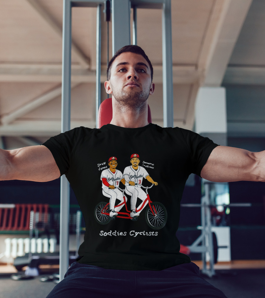 Druw Jones Demetrio Crisantes Sod Poodles Soddies Cyclists Retro Baseball Tandem Riders T-Shirt