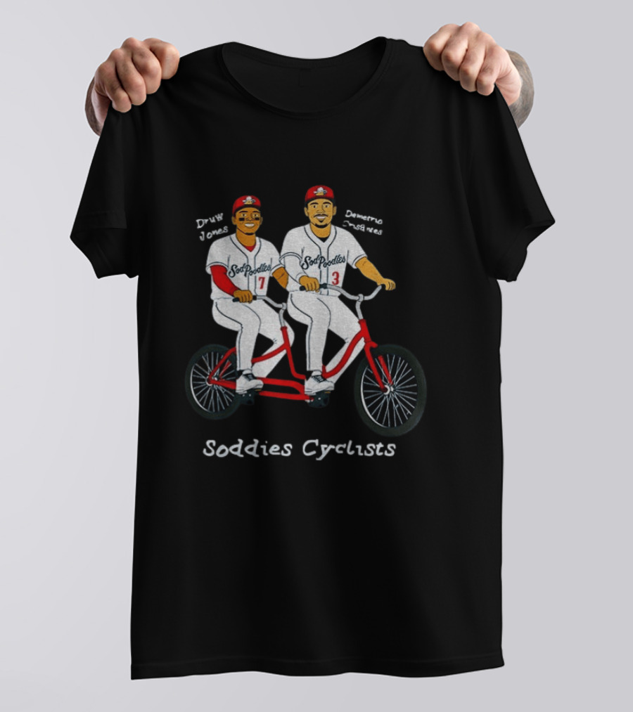 Druw Jones Demetrio Crisantes Sod Poodles Soddies Cyclists Retro Baseball Tandem Riders T-Shirt