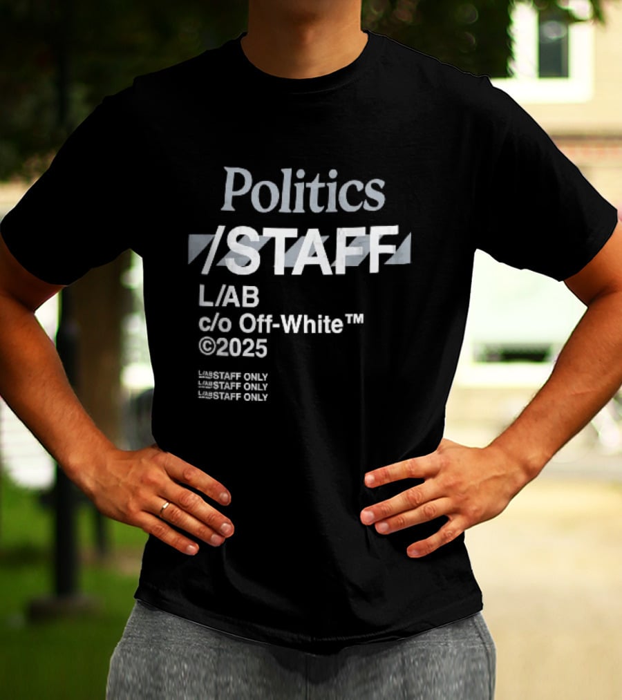 Politics Staff L Ab C O Off White 2025 Diagonal Stripes Only T-Shirt