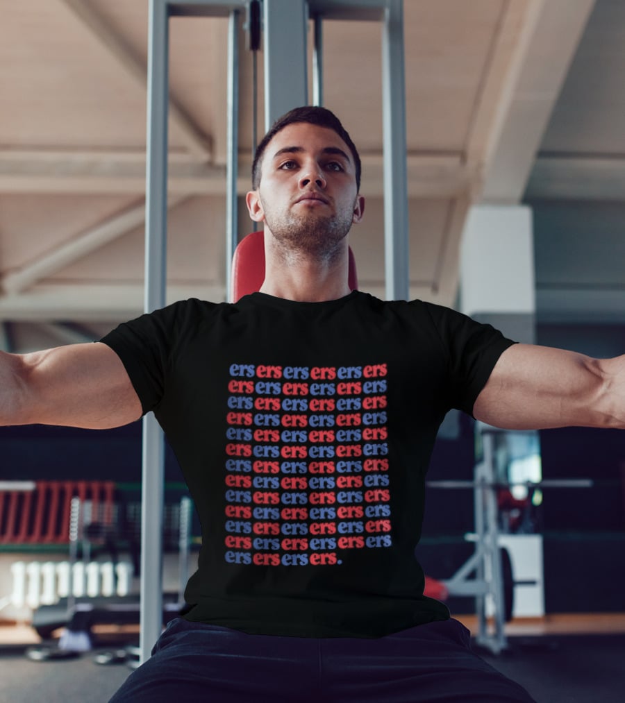Ers Red Blue Repeating Font Grid T-Shirt