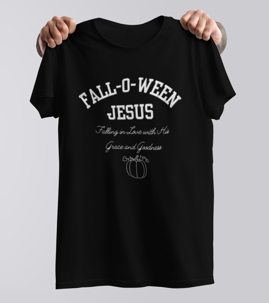 Fall O Ween Jesus Falling In Love With His Grace And Goodness Pumpkin T-Shirt