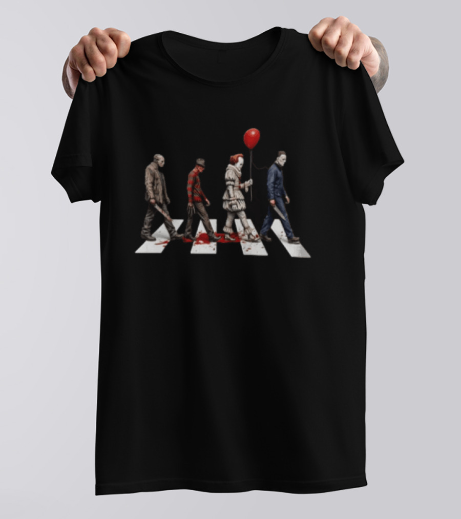 Abbey Road Horror Walk Jason Freddy Pennywise Michael Myers T-Shirt
