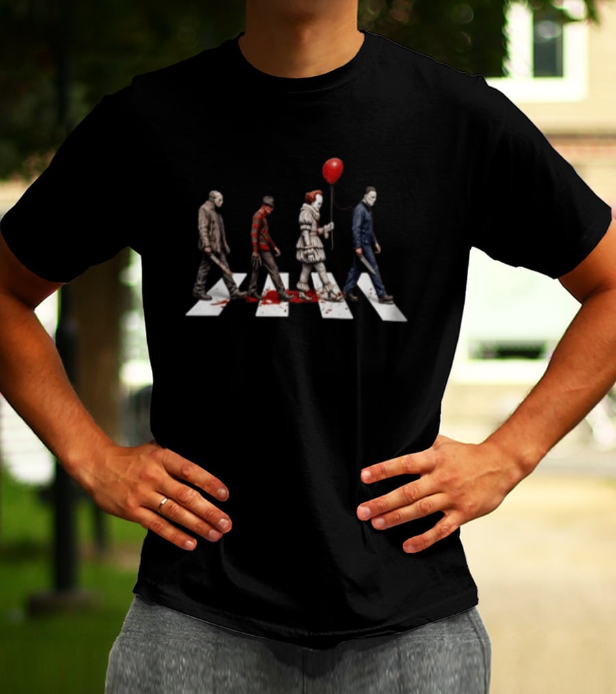 Abbey Road Horror Walk Jason Freddy Pennywise Michael Myers T-Shirt
