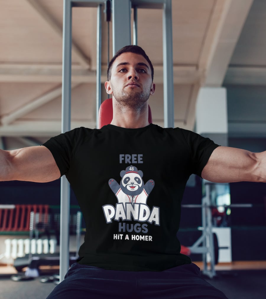 Free Panda Hugs Hit A Homer Baseball Number 48 T-Shirt