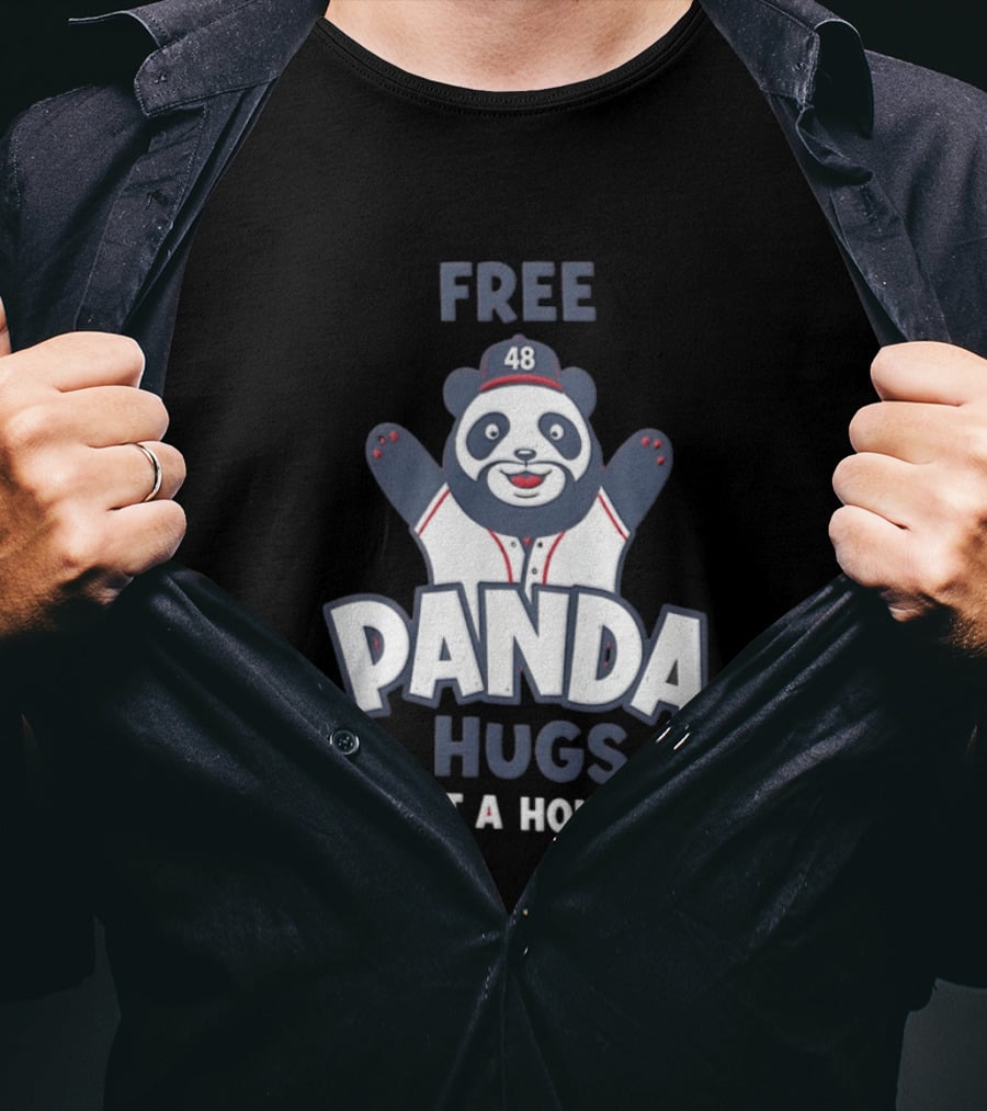 Free Panda Hugs Hit A Homer Baseball Number 48 T-Shirt