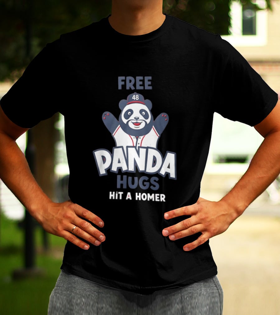 Free Panda Hugs Hit A Homer Baseball Number 48 T-Shirt